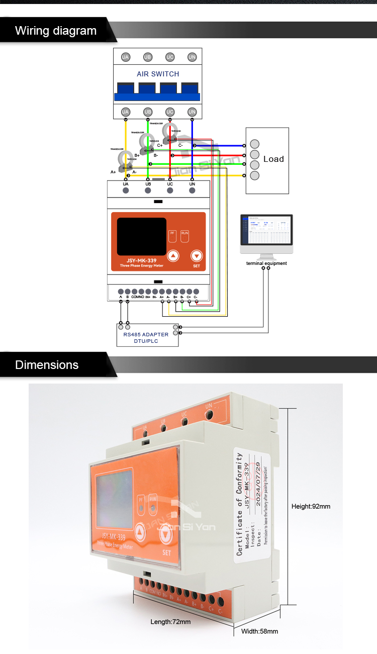 JSY-MK-339 energy meter monitor